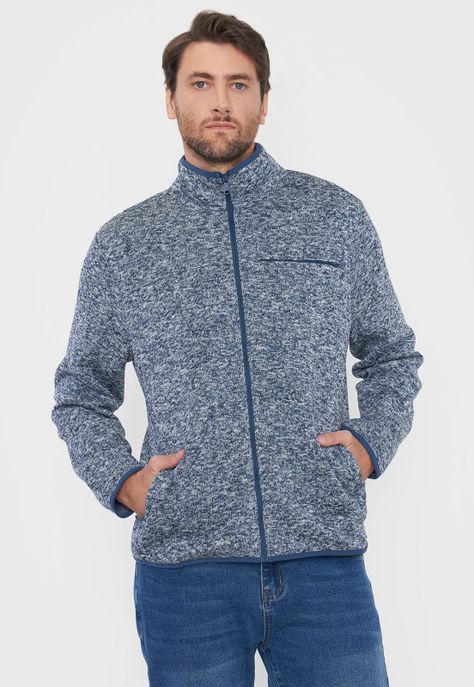 Polerón Hombre Tejido Full Zipper Color Navy Corona-0