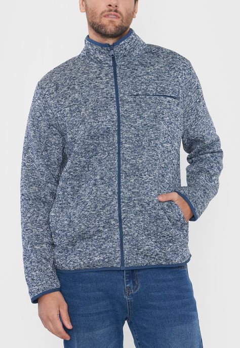 Polerón Hombre Tejido Full Zipper Color Navy Corona-2