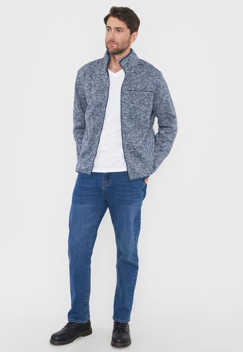 Polerón Hombre Tejido Full Zipper Color Navy Corona-3