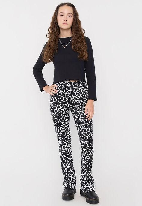 Calza Niña Teen Fullprint Negro Corona-0