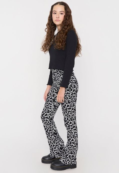 Calza Niña Teen Fullprint Negro Corona-3
