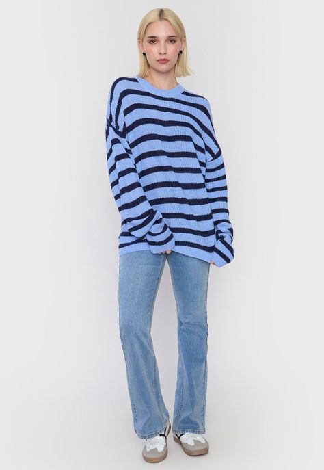 Sweater Mujer Fit Regular Azul/Rosa Corona-0
