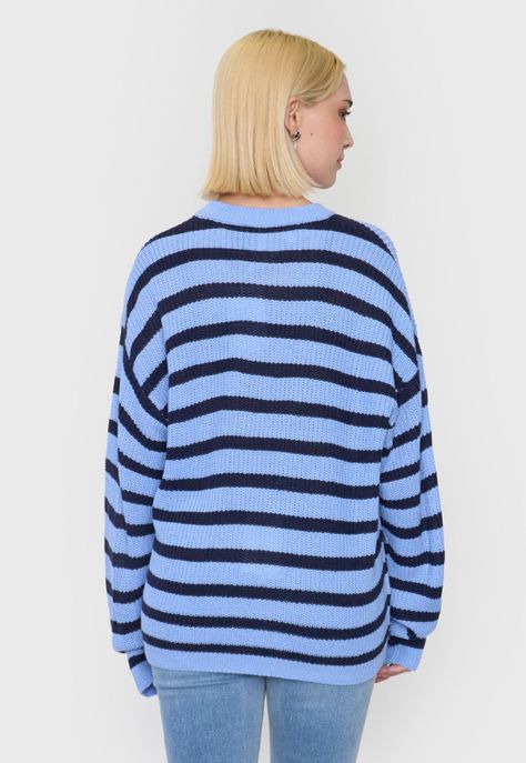 Sweater Mujer Fit Regular Azul/Rosa Corona-2
