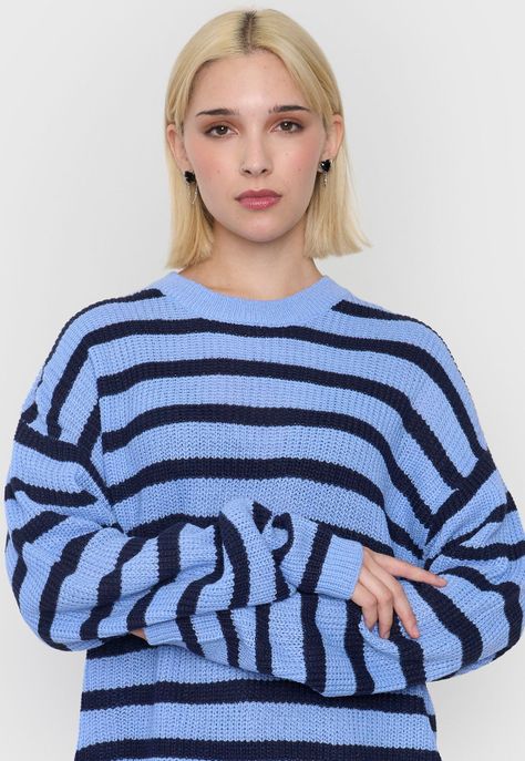 Sweater Mujer Fit Regular Azul/Rosa Corona-3