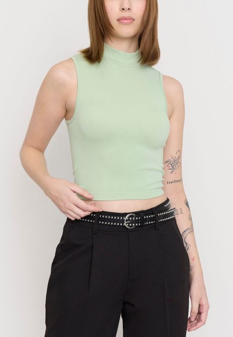 Polera Mujer Sin Mangas Cuello Moc Menta Corona-2