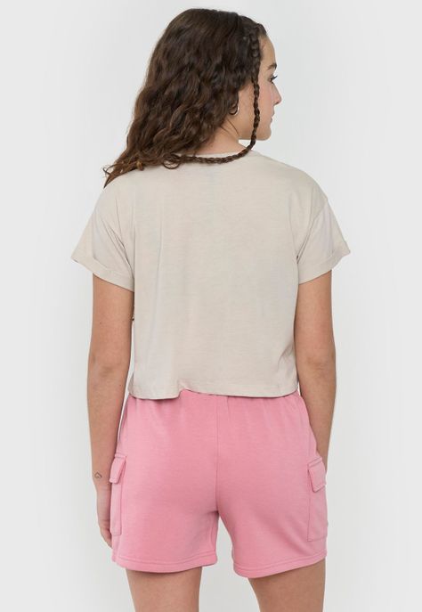 Polera Niña Teen Manga Corta Fun Beige Corona-1