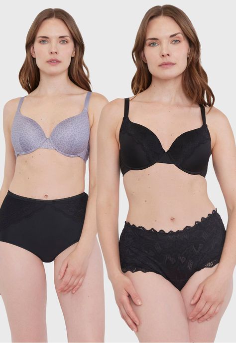Sostén Mujer Bipack Copa C Negro/Gris Print Corona-0