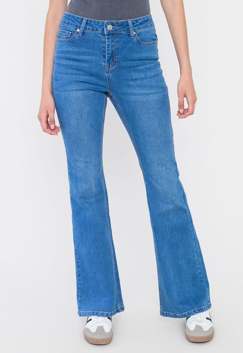 Jeans Mujer Flare Fit Azul Medio Corona-1