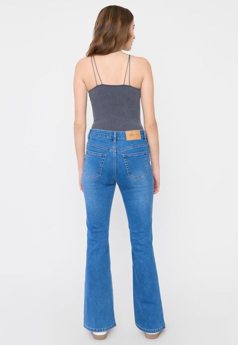 Jeans Mujer Flare Fit Azul Medio Corona-2