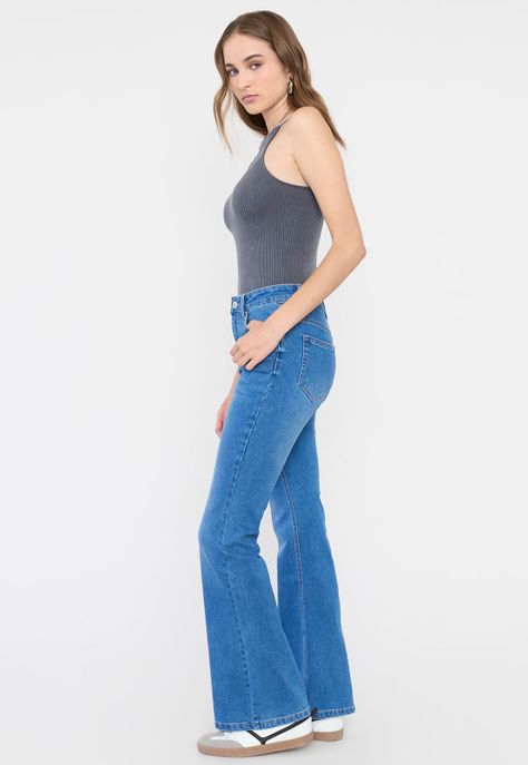 Jeans Mujer Flare Fit Azul Medio Corona-3