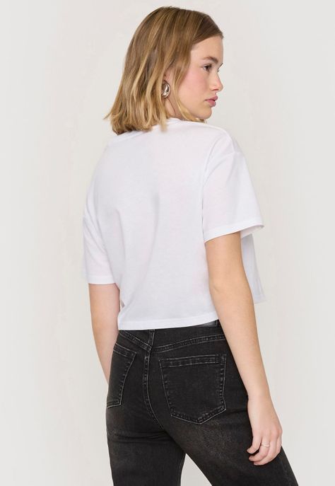 Polera Mujer Fun Manga Corta Crop Blanco Nyc Corona-1