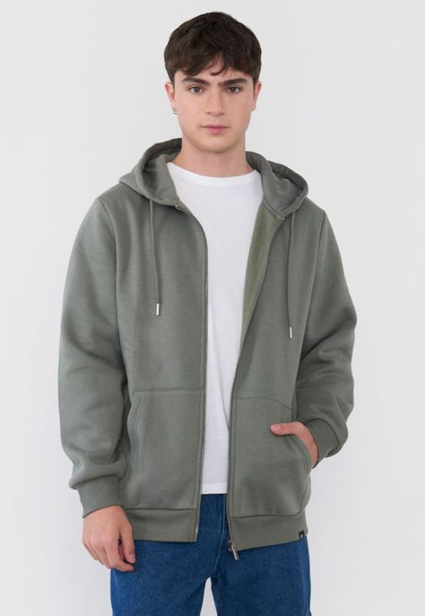 Polerón Hombre Full Zipper Verde Corona-0