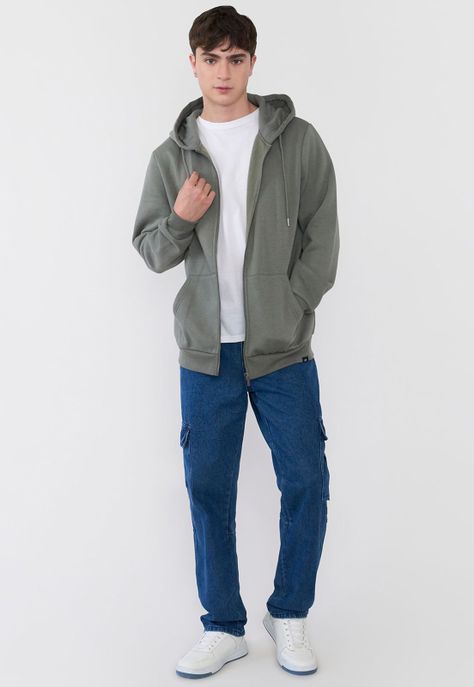 Polerón Hombre Full Zipper Verde Corona-3