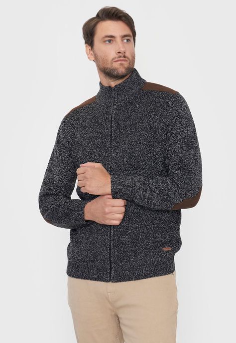 Tejido Hombre Full Zipper Suede Negro Corona-0