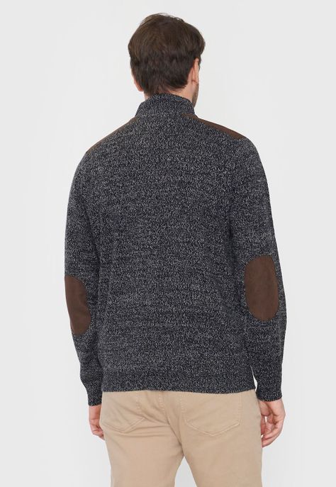 Tejido Hombre Full Zipper Suede Negro Corona-1