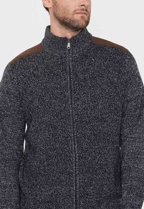 Tejido Hombre Full Zipper Suede Negro Corona-2
