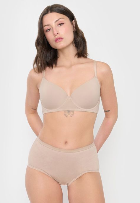 Calzón Mujer Bipack Alto Cotton Mix Beige Corona-3