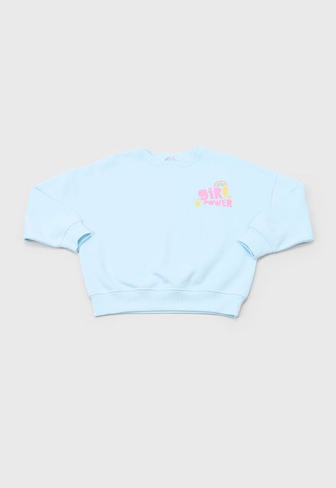 Poleron Niña Kids Pullover Celeste Corona-0