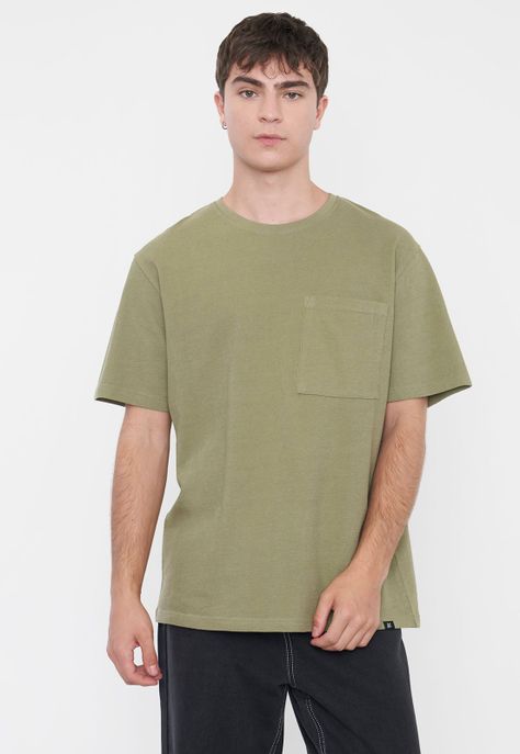 Polera Hombre Tejida Bolsillo Verde Corona-0
