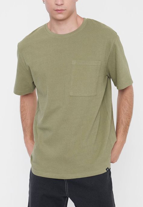 Polera Hombre Tejida Bolsillo Verde Corona-2