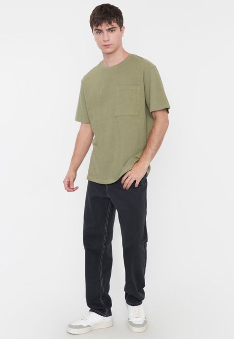 Polera Hombre Tejida Bolsillo Verde Corona-3