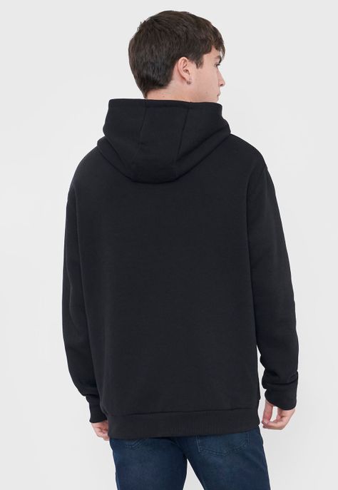 Polerón Hombre Hoodie Snap Y Print Negro Corona-1