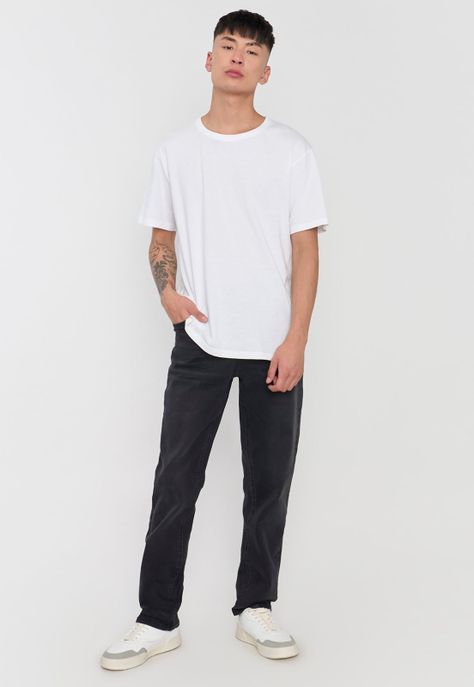 Jeans Hombre Slim Spandex Negro Corona-0