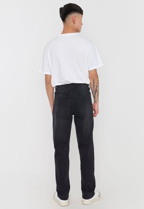 Jeans Hombre Slim Spandex Negro Corona-2