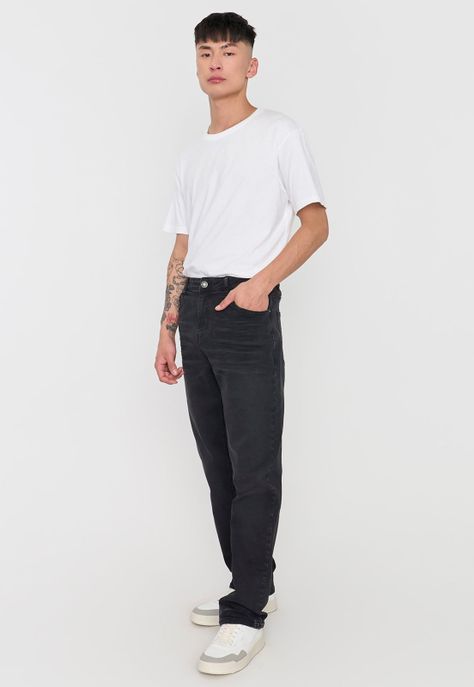 Jeans Hombre Slim Spandex Negro Corona-3