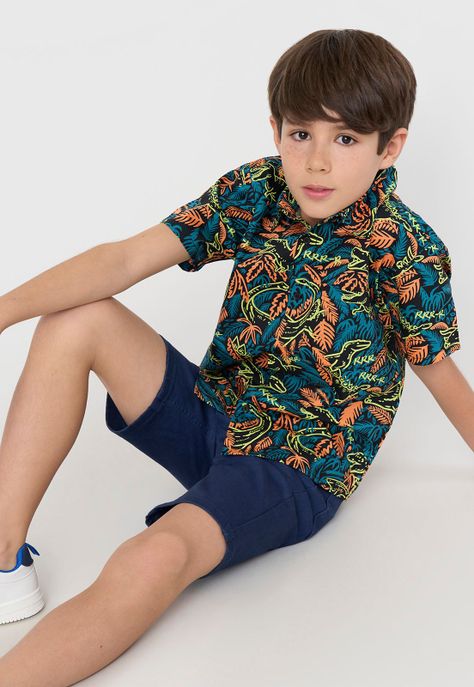 Camisa Niño Kids Fullprint Negro Corona-0