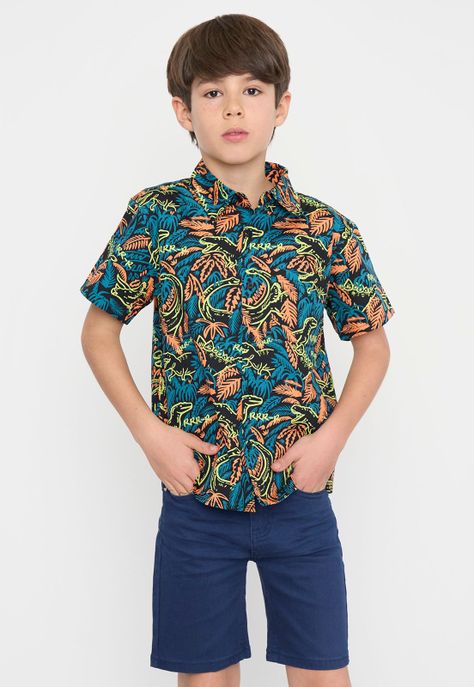 Camisa Niño Kids Fullprint Negro Corona-1