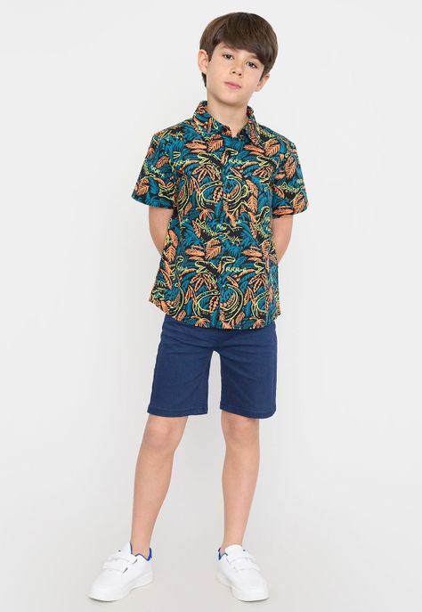 Camisa Niño Kids Fullprint Negro Corona-3