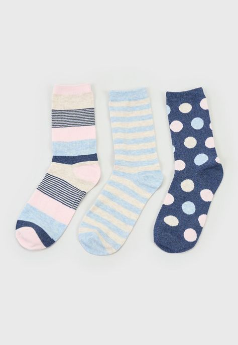 Calcetines Mujer Tripack Largos Rosa/Celeste/Navy Corona-2