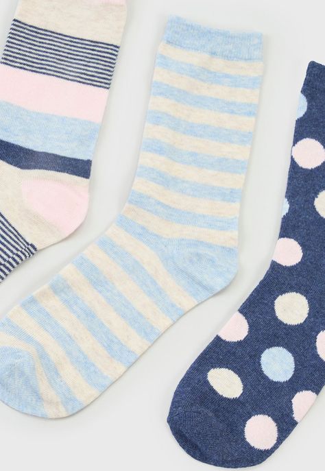 Calcetines Mujer Tripack Largos Rosa/Celeste/Navy Corona-3