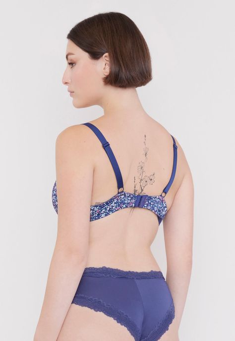 Sostén Mujer Bipack Liso Print Copa C Ecru/ Navy Corona-1