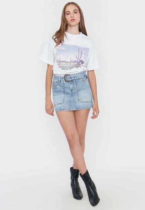 Falda Mujer Denim Cinturón Azul Corona-0