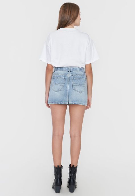 Falda Mujer Denim Cinturón Azul Corona-2