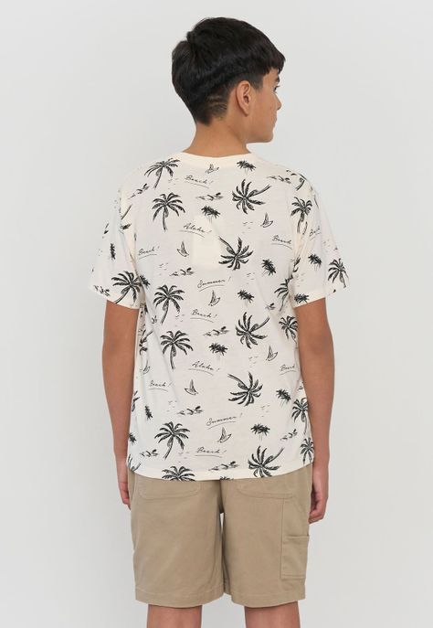 Polera Niño Teen Manga Corta Full Texto Crudo Corona-1