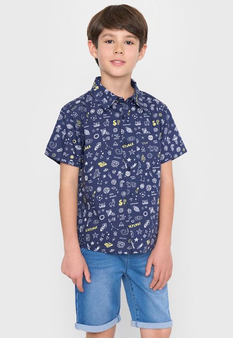Camisa Niño Kids Fullprint Azul Corona-0