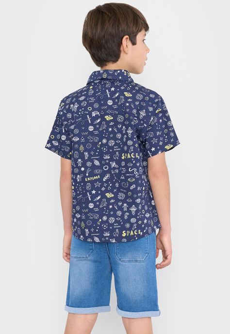 Camisa Niño Kids Fullprint Azul Corona-1