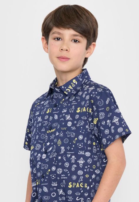 Camisa Niño Kids Fullprint Azul Corona-2