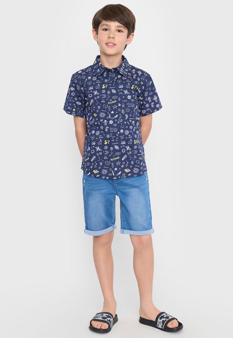 Camisa Niño Kids Fullprint Azul Corona-3