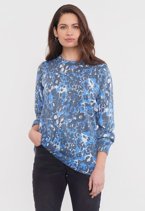 Sweater Mujer Full Print Metalizado Navy Corona-0