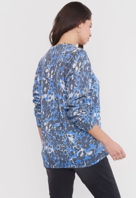 Sweater Mujer Full Print Metalizado Navy Corona-1