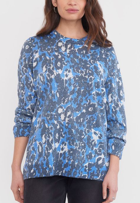 Sweater Mujer Full Print Metalizado Navy Corona-2