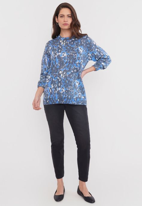 Sweater Mujer Full Print Metalizado Navy Corona-3