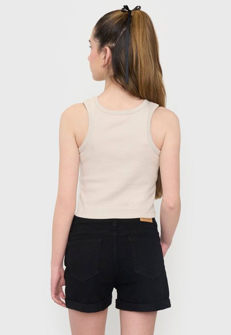 Polera Peto Niña Teen Rib Beige Corona-1