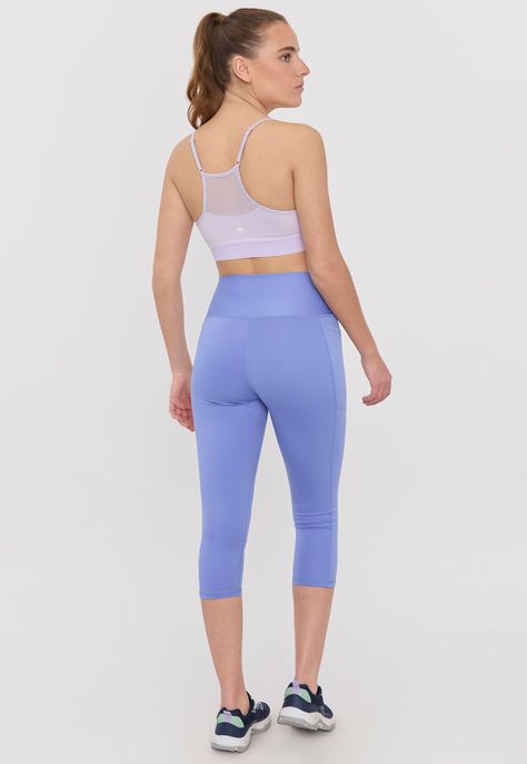 Calza Deportiva Mujer Crop Malla Celeste Corona-2