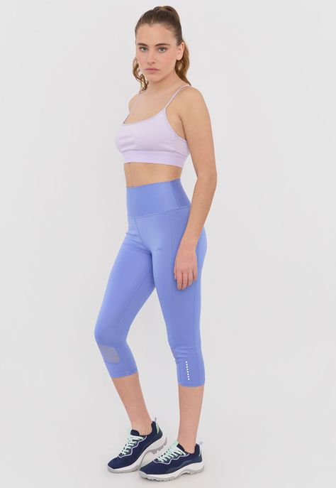 Calza Deportiva Mujer Crop Malla Celeste Corona-3