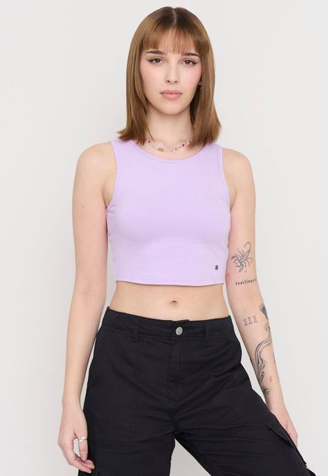 Polera Mujer Sin Mangas Crop Lila Corona-0